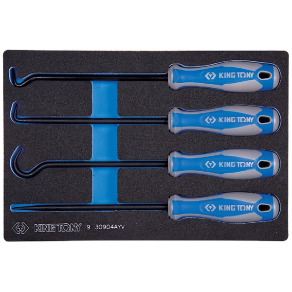 KING TONY 9-30904AYV Набор для демонтажа сальников и колец, 4 предмета, ложемент