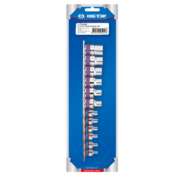Набор торцевых головок TORX 3/8, 1/2 дюйма E4-E20, 13 предметов King Tony 7113PR