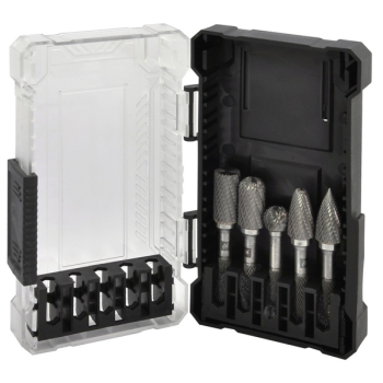 Набор борфрез твердосплавных, тип B, C, D, F, G, 10 мм, двойная насечка, кейс, 5 пр, Thorvik TRRB100605-2S