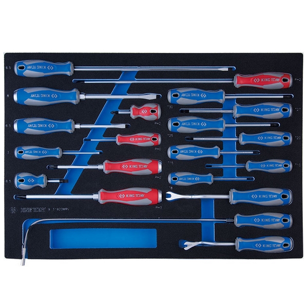 KING TONY 9-31920MRV Набор отверток, съемники клипс и гибкий магнит, 20 предметов, ложемент KING TONY 9-31920MRV Набор отверток, съемники клипс и гибкий магнит, 20 предметов, ложемент