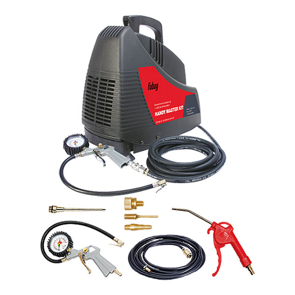 Компрессор воздушный коаксиальный безмасляный с набором пневмоинструмента 5 предметов FUBAG HANDY MASTER KIT + 5