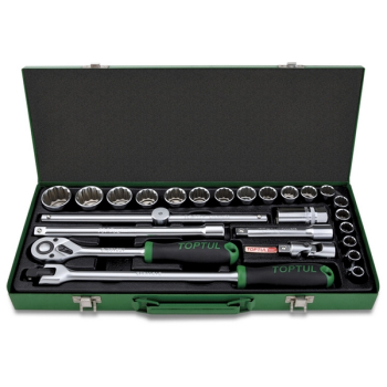 Набор головок и аксессуаров 1/2", 12-гранных, 10-32 мм, 25 предметов, TOPTUL GCAD2512