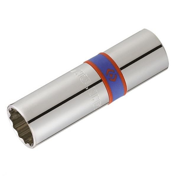 KING TONY 463016R Головка торцевая свечная 1/2 дюйма двенадцатигранная 16 мм, резиновый фиксатор