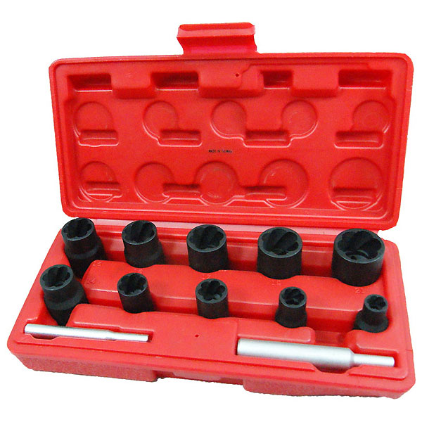 Набор инструментов торцевых головок для поврежденного крепежа 8-21 мм, 12 предметов Мастак 109-30012C