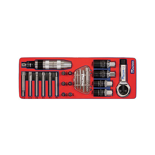 Набор инструментов ударная отвертка, шпильковерты, гайколом, экстракторы и насадки в ложементе Мастак 5-19424