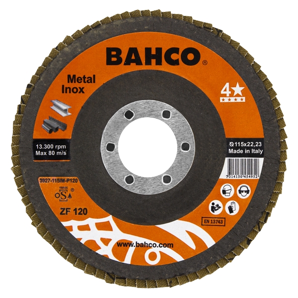 Диск лепестковый для металла и нержавеющей стали 115x22.23мм P120 BAHCO 3927-115IM-P120