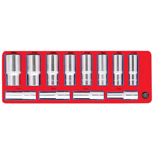 Набор инструментов торцевые головки 1/2 дюйма в ложементе, 12 предметов, МАСТАК 5-014212