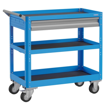 Тележка инструментальная открытая, 800x450x800h мм, 3 полки, ящик, коврики, Верстакофф PLC 8008.1-К