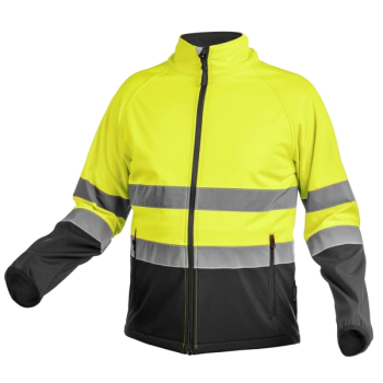 Куртка сигнальная из softshell, желто-серая, размер 2XL, HOEGERT Exter HT5K335-2XL