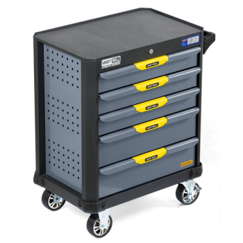 Тележка инструментальная, 5 ящиков, серая, KraftWell KRW-T5D