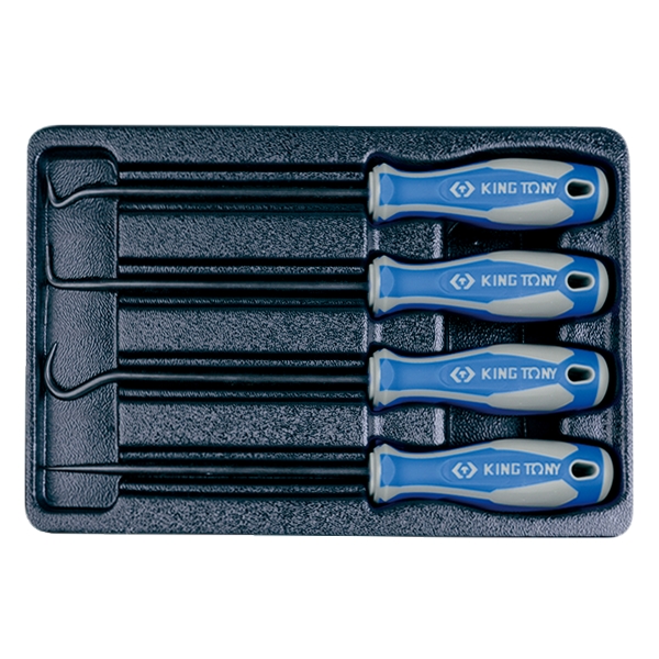 KING TONY 9-30904AY Набор для демонтажа сальников и колец, 4 предмета, ложемент PVC