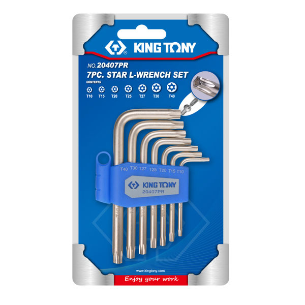 KING TONY 20407PR Набор Г-образных TORX с отверстием T10-T40, 7 предметов