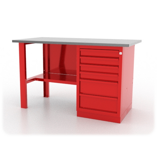 Верстак слесарный однотумбовый серии “L”, оцинкованная столешница, красный, Ferrum 01.106L-3000