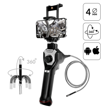 Видеоэндоскоп управляемый, под смартфон, 1Мп, зонд 1м, 4мм, всесторонняя артикуляция, iCartool IC-V104AW