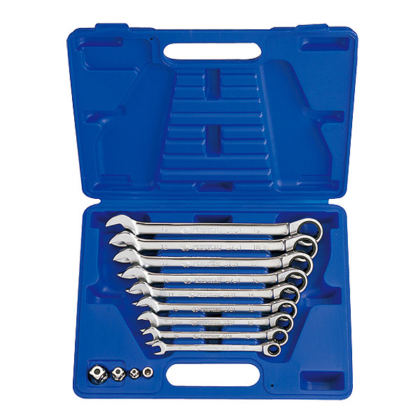 Набор ключей комбинированных трещоточных 8-19 мм, адаптеры 13 предметов King Tony 13113MR