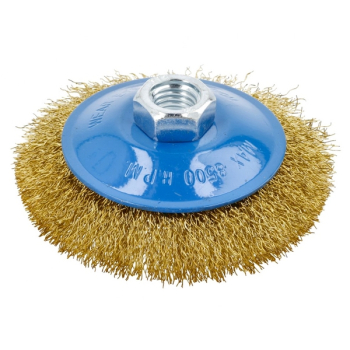 Корщетка-тарелка d=100 мм, латунная проволока 0.3 мм, резьба M14, HOEGERT HT7D722