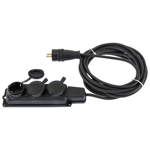 Удлинитель электрический силовой, 10 м, 3 розетки, КГ 3x1,5 мм, 16 А, тип УХЗ-16 DENZEL 96025