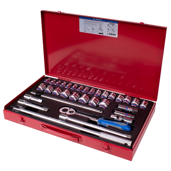 Набор торцевых головок 1/2 дюйма с принадлежностями, двенадцатигранные, 8-32 мм, 33 предмета, KING TONY 4034MR06