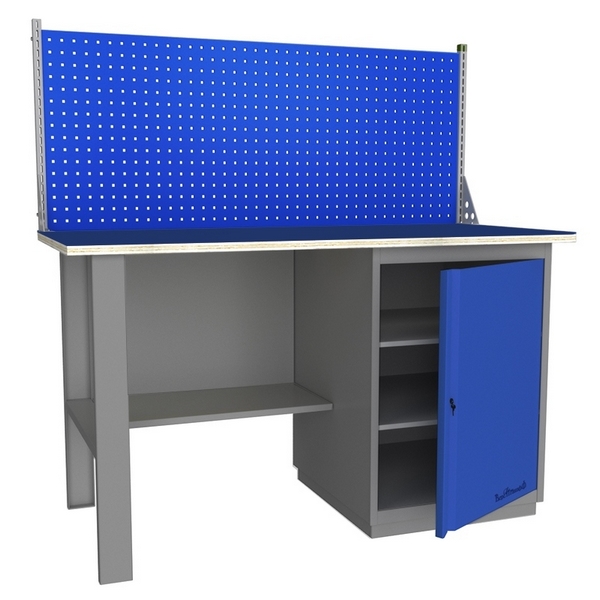 Верстак промышленный однотумбовый с металлической столешницей и экраном Верстакофф GRAND 1500 Т Э