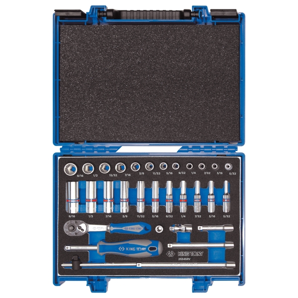 Набор торцевых головок 1/4 дюйма, 5/32 – 9/16 дюйма, 31 предмет, KING TONY 2331SRV