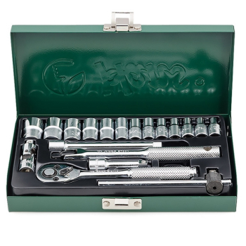 Набор торцевых головок 1/4", 4-14 мм, с принадлежностями, 19 предметов, HANS 2619M