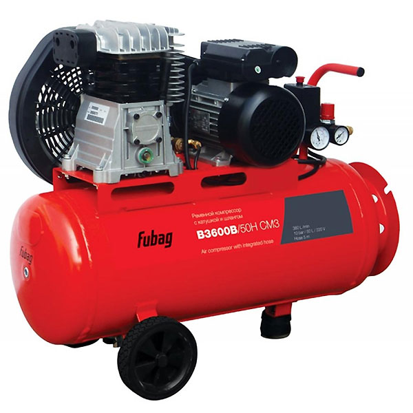 Компрессор воздушный ременный однофазный с катушкой и шлангом FUBAG B3600B/50H CM3