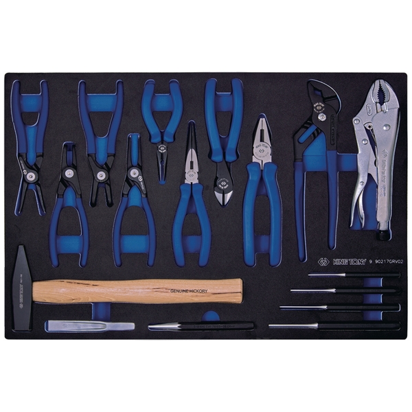 KING TONY 9-90217GRV02 Набор съемников стопорных колец, молоток, выколотки, 17 предметов, ложемент KING TONY 9-90217GRV02 Набор съемников стопорных колец, молоток, выколотки, 17 предметов, ложемент