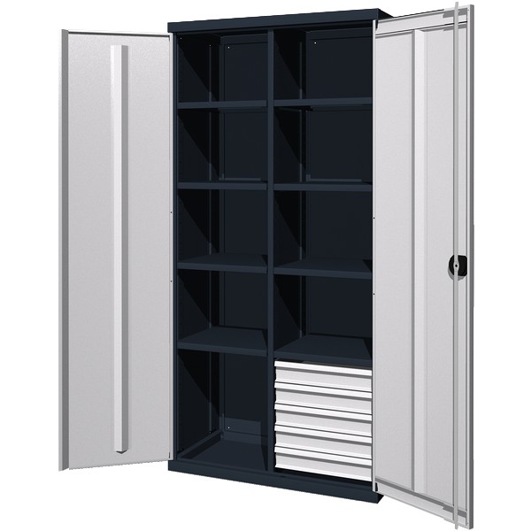 Шкаф металлический для хранения инструмента и оснастки Феррум "CLASSIC", 8 полок, 5 ящиков 03.3058-5015/9007