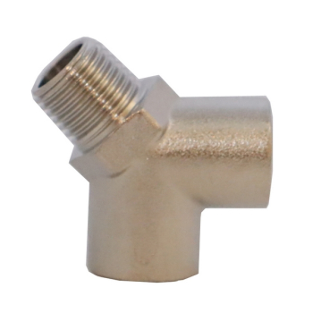 Тройник пневматический Y-образный F1/4"-M1/4"-F1/4", 1 шт, KraftWell KRW-TY14FMF