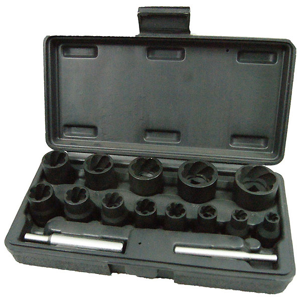 Набор инструментов торцевых головок для поврежденного крепежа 8-21 мм, 15 предметов Мастак 109-30015C