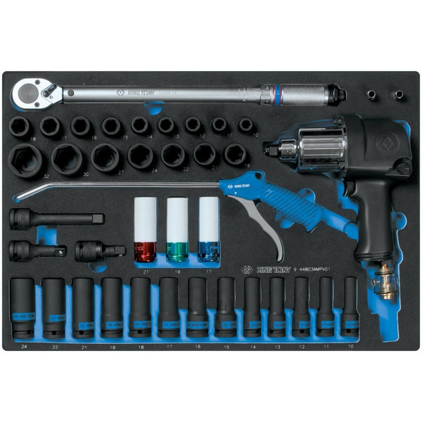 KING TONY 9-44803AMPV01 Набор пневмоинструмента 1/2 дюйма с принадлежностями, 41 предмет, ложемент