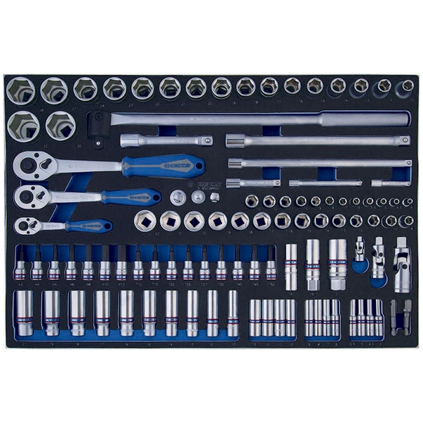 KING TONY 9-9503MRV01 Набор торцевых головок 1/4, 3/8 и 1/2 дюйма с принадлежностями, 103 предмета, ложемент