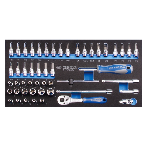 KING TONY 9-2550MRV Набор торцевых головок и насадок с принадлежностями 1/4 дюйма, 50 предметов, ложемент KING TONY 9-2550MRV Набор торцевых головок и насадок с принадлежностями 1/4 дюйма, 50 предметов, ложемент