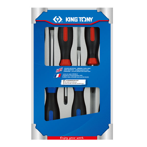 KING TONY 31216MR Набор отверток PHILLIPS, SLOTTED 6 предметов
