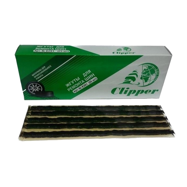 Набор жгутов (черных длинных) для ремонта шин 204 мм (25 шт) Clipper E291