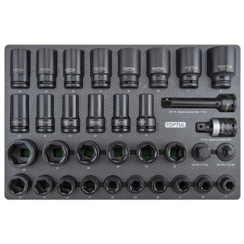 Набор ударных головок и аксессуаров 3/4", 34 пр., в ложементе TOPTUL GED3426