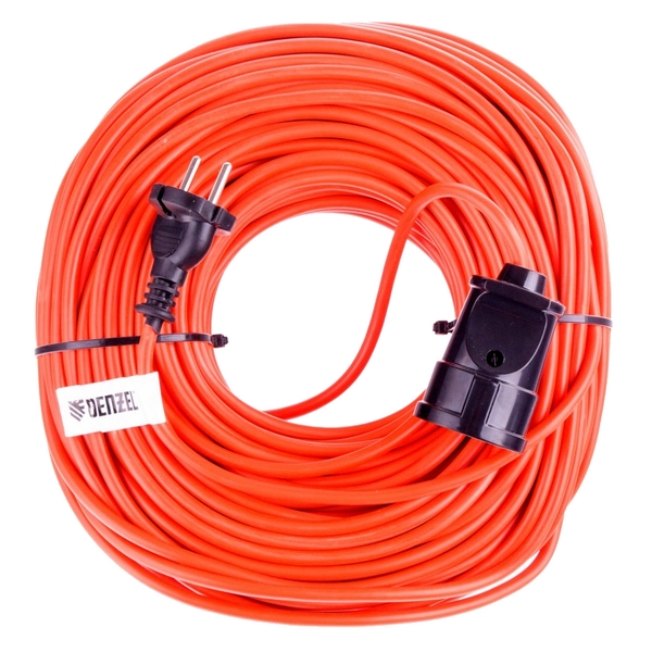 Удлинитель-шнур электрический силовой, 50 м, 1 розетка, 2x1 мм, 10 А, тип УХ-10 DENZEL 95913