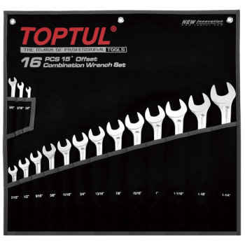 Набор комбинированных дюймовых ключей 1/4"-1.1/4", 16 предметов, TOPTUL GPBX1601