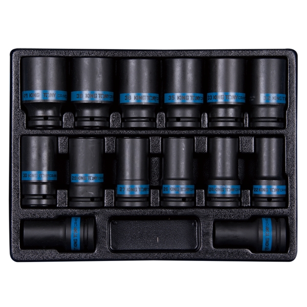 KING TONY 9-6414MP Набор торцевых ударных глубоких головок 3/4 дюйма, 19-41 мм, 14 предметов, ложемент