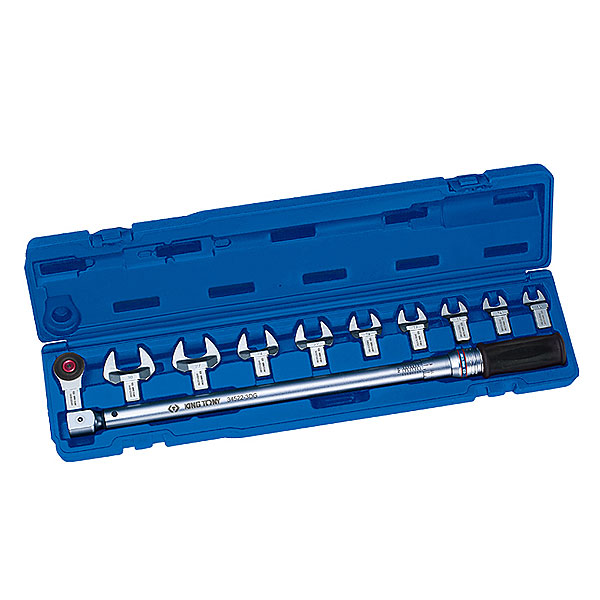 Динамометрический ключ серии "FIT", 1/2" с набором рожковых насадок 13-30 мм, 40-200 Нм, кейс KING TONY 345202D11MR