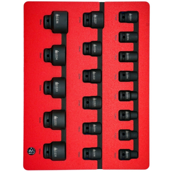 Набор ударных торцевых головок 1/2", шестигранные, 10-36 мм, ложемент, 19 предметов, МАСТАК 5-054019