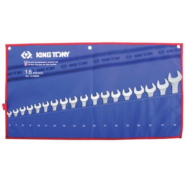 KING TONY 1218MRN Набор ключей комбинированных 6-24 мм чехол из теторона 18 предметов