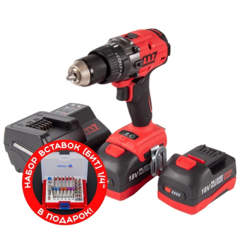 Аккумуляторная дрель-шуруповерт 18 В, ударная, комплект, набор бит, MIGHTY SEVEN DH-101AP