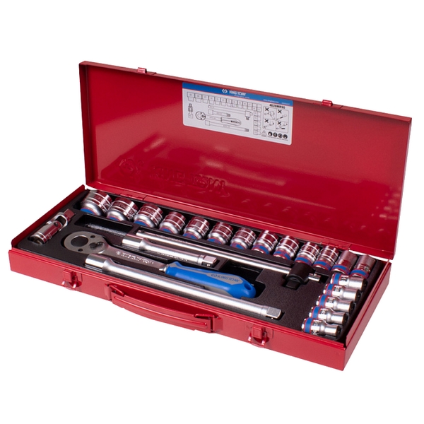 KING TONY 4028MR90 Набор торцевых головок 1/2 дюйма с принадлежностями, двенадцатигранные, 10-32 мм, 23 предмета