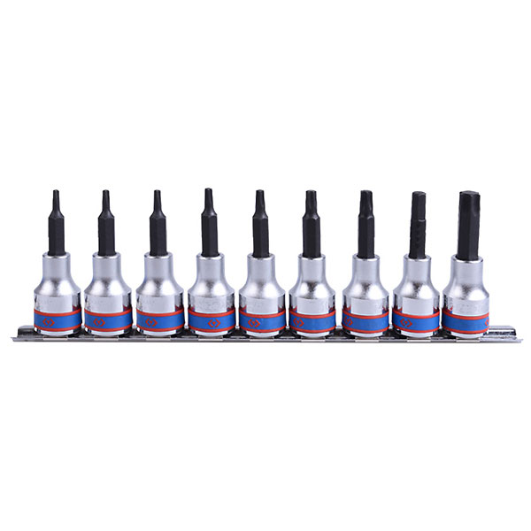 KING TONY 4119PR10 Набор торцевых насадок 1/2 дюйма TORX Т20-Т60, L=80 мм, 9 предметов