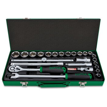Набор головок и аксессуаров 1/2", 6-гранных, 10-32 мм, 25 предметов, TOPTUL GCAD2511