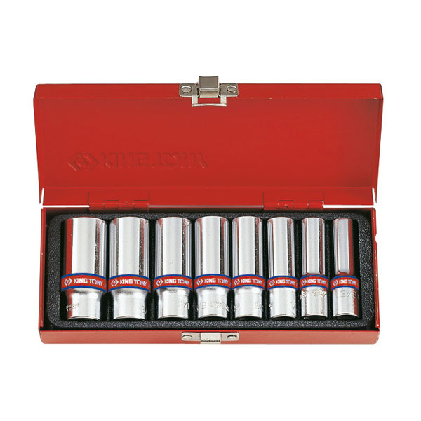 Набор глубоких торцевых головок 3/8 дюйма 3/8-13/16 дюйма, 8 предметов King Tony 3508SR