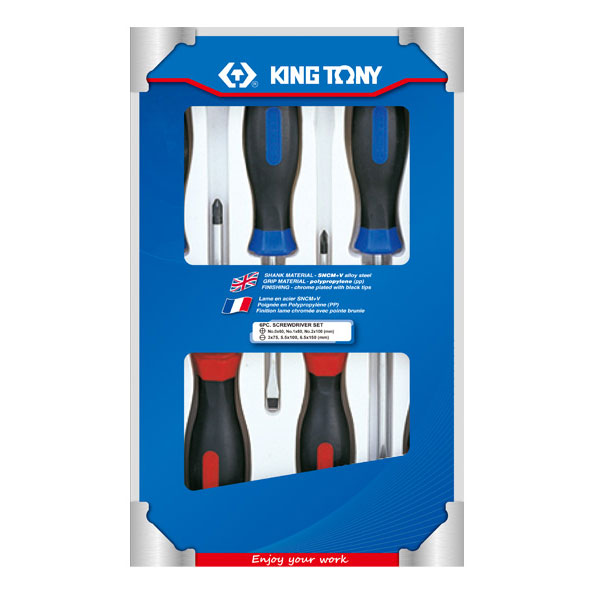 KING TONY 31116MR Набор отверток PHILLIPS, SLOTTED 6 предметов