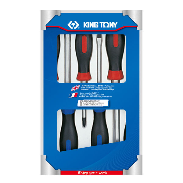 KING TONY 30206MR Набор силовых отверток PHILLIPS, SLOTTED 6 предметов