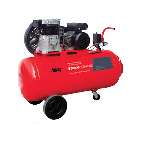 Компрессор воздушный ременный однофазный с катушкой и шлангом FUBAG B3600B/100 CM3